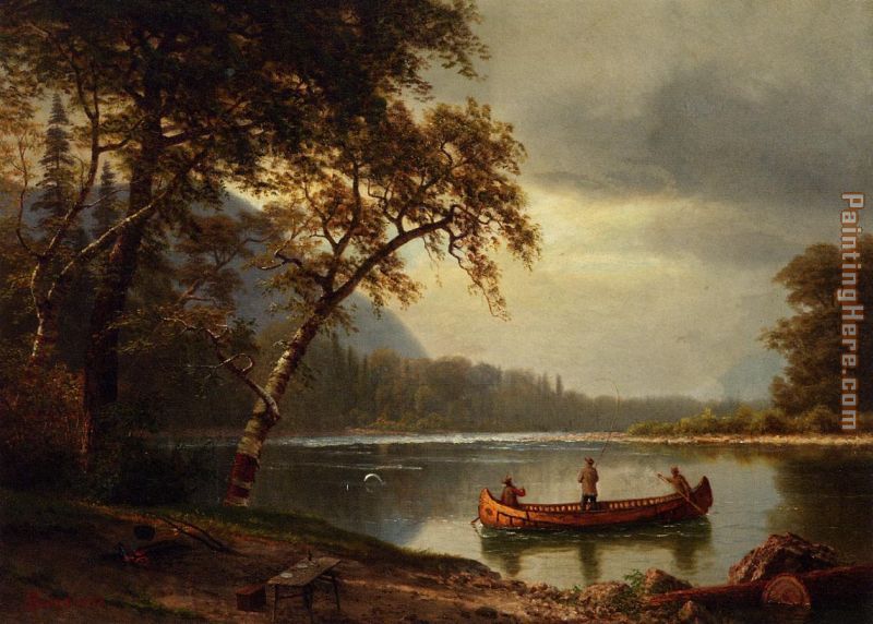 Salmon Fishing on the Cascapediac River painting - Albert Bierstadt Salmon Fishing on the Cascapediac River art painting